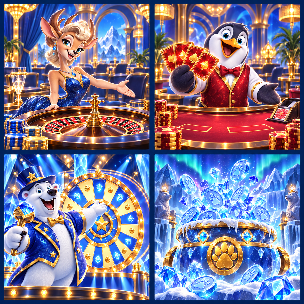 Arktische Live-Casino-Szenen mit Roulette, Blackjack und Jackpot